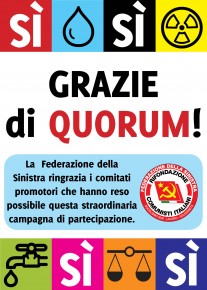 Acqua Bene Comune: raggiunto il QUORUM!!