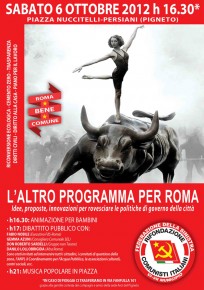 SABATO 6 OTTOBRE – Piazza Persiani-Nuccitelli – PIAZZE ROSSE – “L’Altro Programma per Roma”