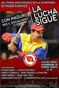 VENERDI 7 MARZO, ALLE 17,30  CON MADURO PER IL SOCIALISMO