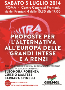 PROPOSTE PER L'ALTERNATIVA ALL'EUROPA DELLE GRANDI INTESE E A RENZI