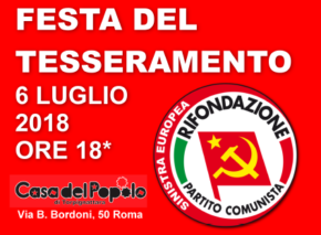 6 Luglio ore 18.oo - Festa del Tesseramento 2018 6 Luglio ore 18.oo - Festa del Tesseramento 2018