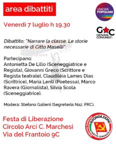 PROGRAMMA di VENERDI' 7 LUGLIO e PRENOTAZIONE PRANZO SOCIALE per SABATO 8 LUGLIO - "LIBERIAMO ROMA": FESTA DI LIBERAZIONE 2023 in VIA DEL FRANTOIO 9c: da MERCOLEDI' 5 LUGLIO A DOMENICA 9 LUGLIO 2023