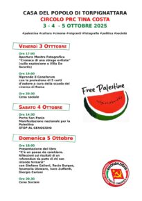 Casa del Popolo di Torpignattara, iniziative di inizio Ottobre e manifestazione per la Palestina - Stop al genocidio! Casa del Popolo di Torpignattara, iniziative di inizio Ottobre e manifestazione per la Palestina - Stop al genocidio!